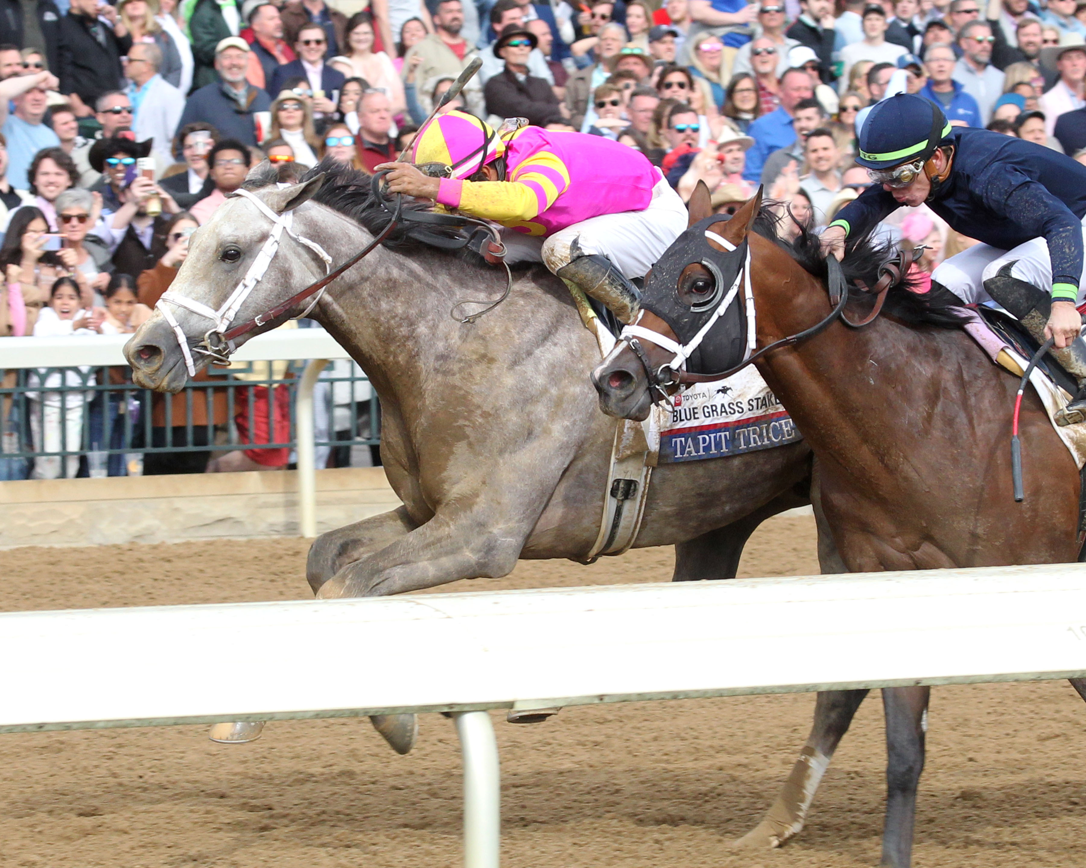 Talpit Raced Tapit Trice outruns Verifying in Blue Grass Stakes