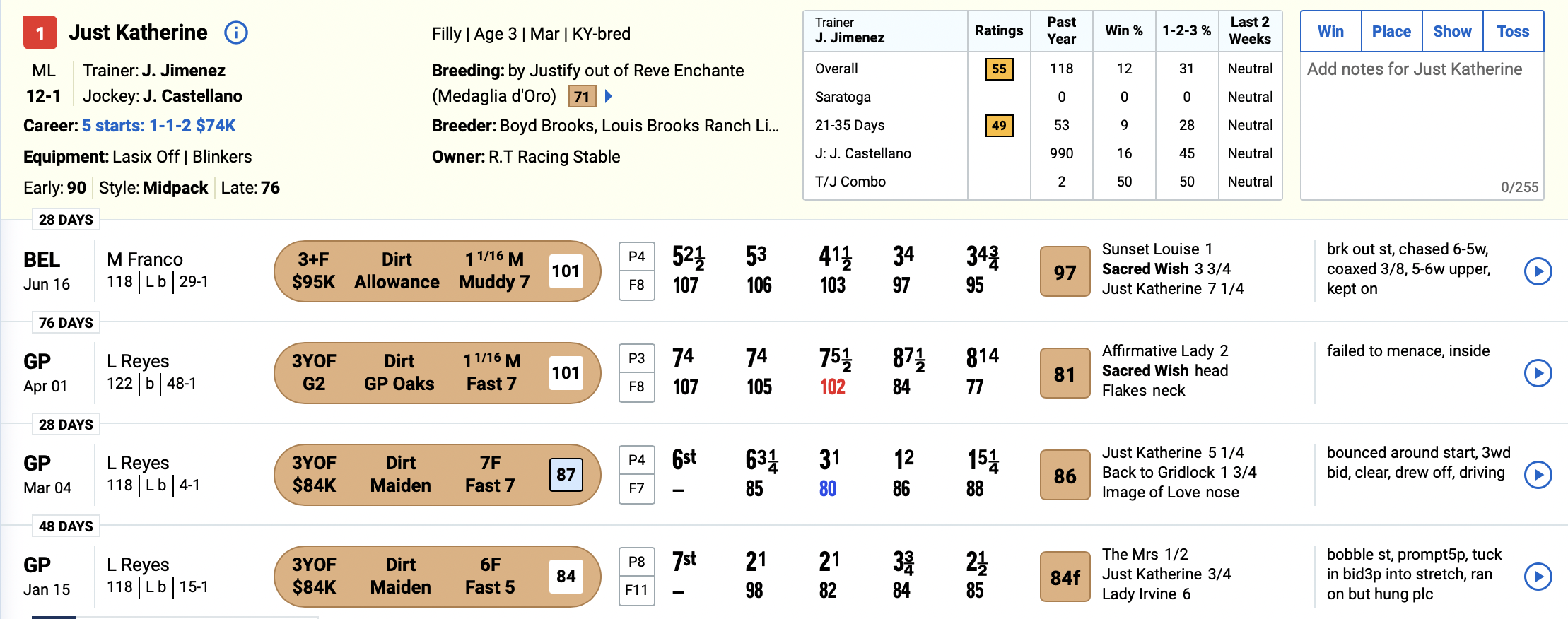 Wilton Timeform Highlight Horse