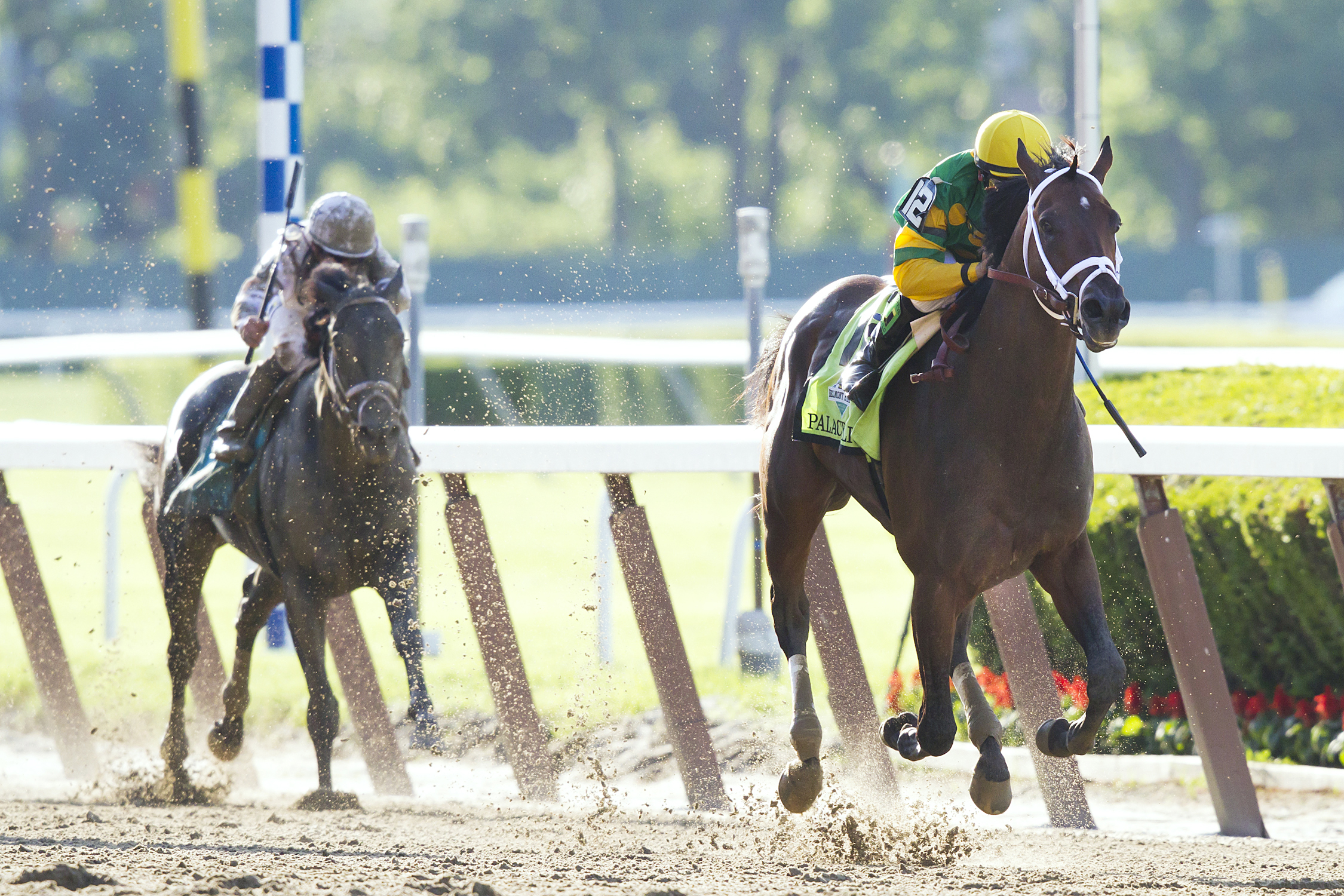 Palace Malice pulls away, Belmont