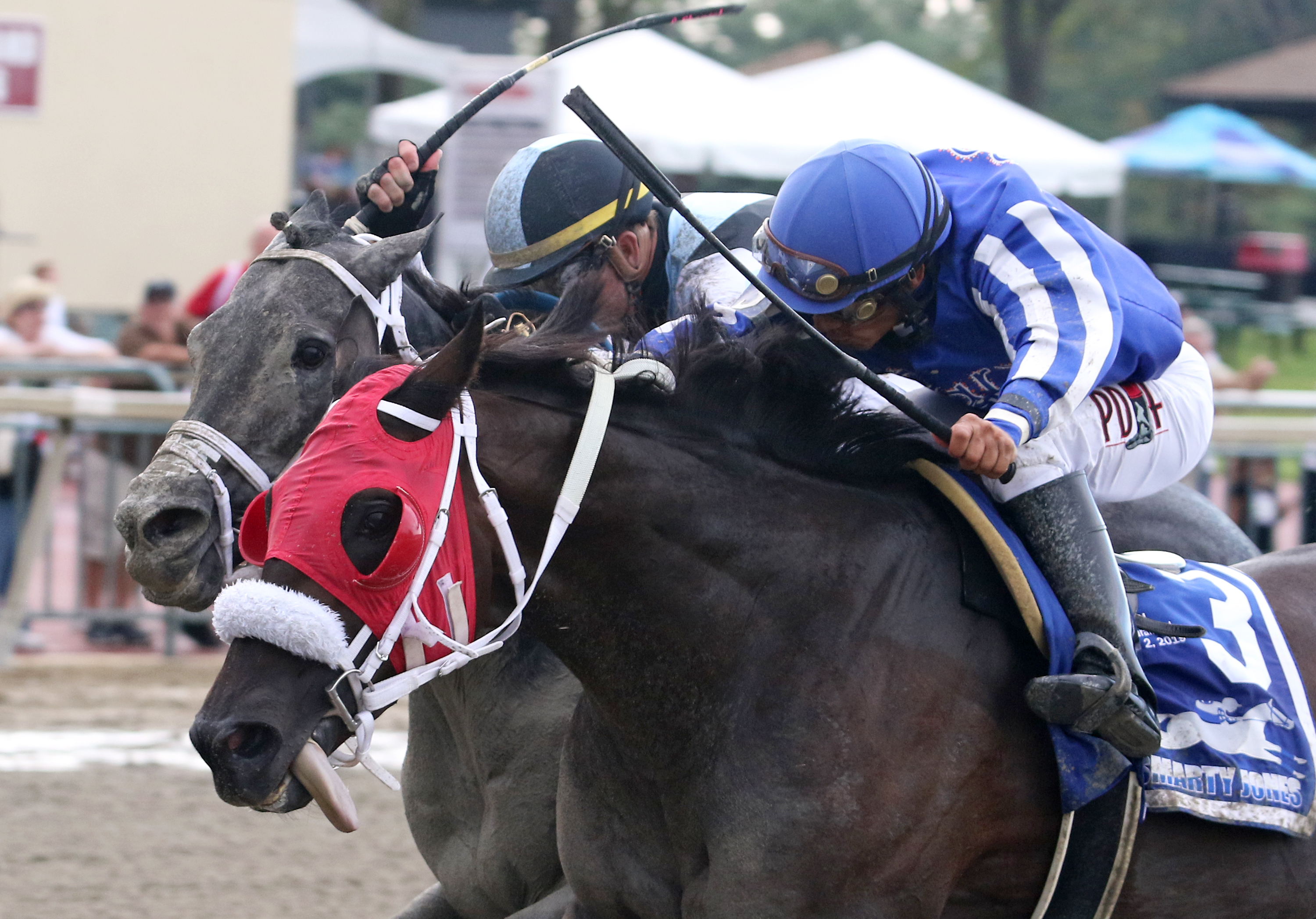 Spun to Run (right) wins the 2019 Smarty Jones Stakes