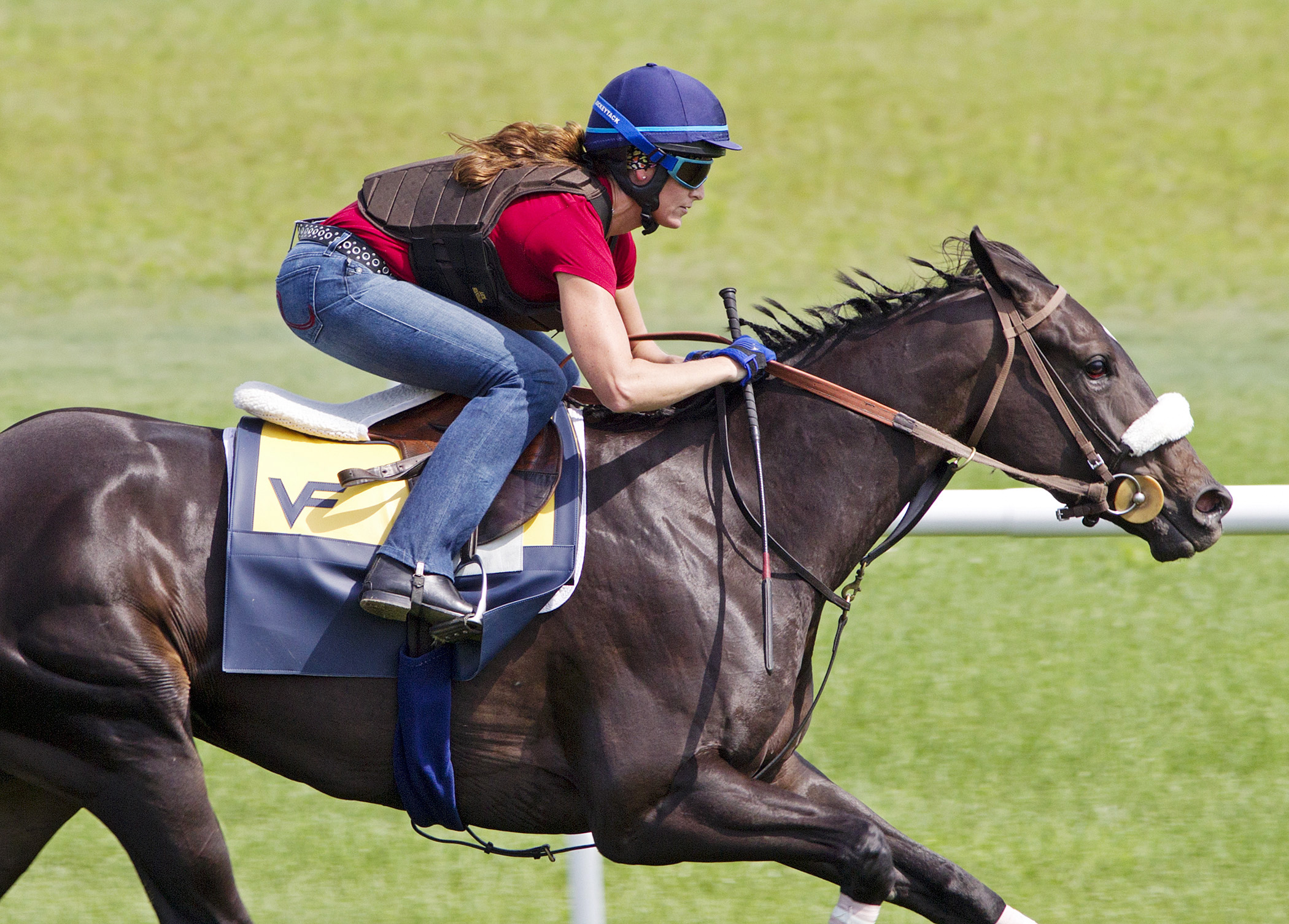 A Little Bit Sassy trains at Saratoga on July 16