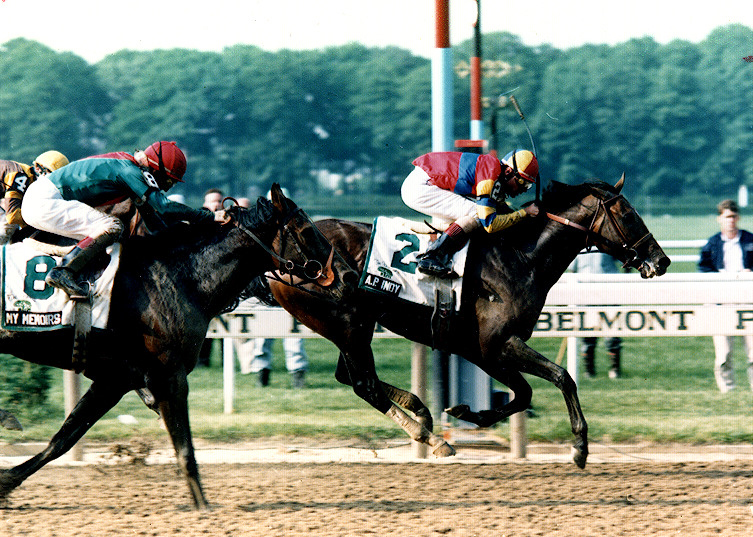A. P. Indy wins the 1992 Belmont Stakes