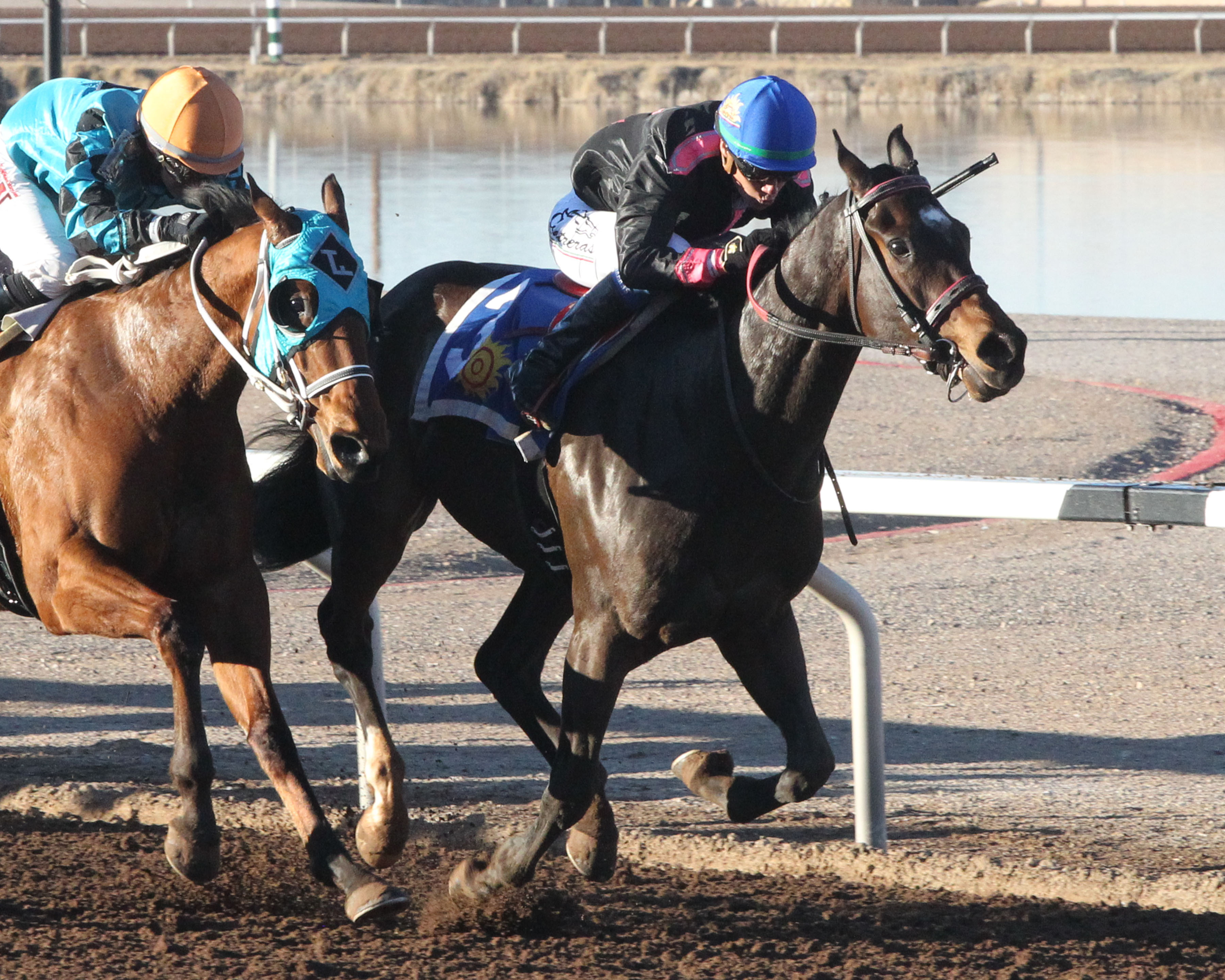 Ancient Land (right) wins the 2020 Four Rivers John Deere