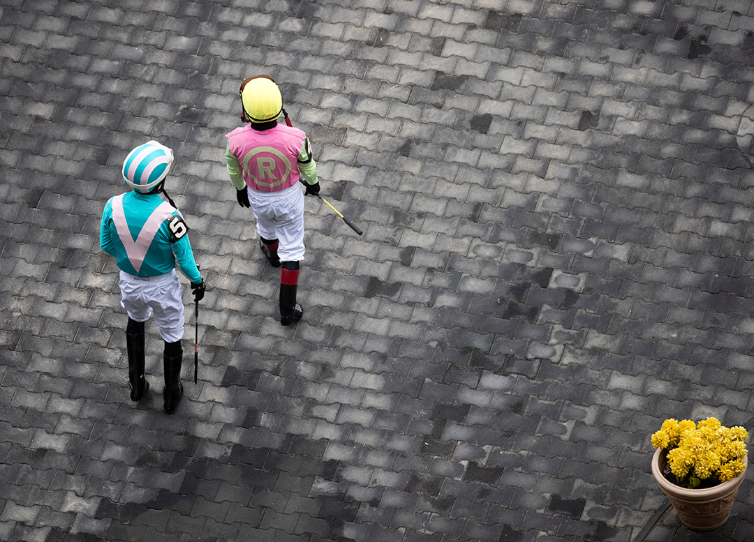 Jockeys at Aqueduct Racetrack