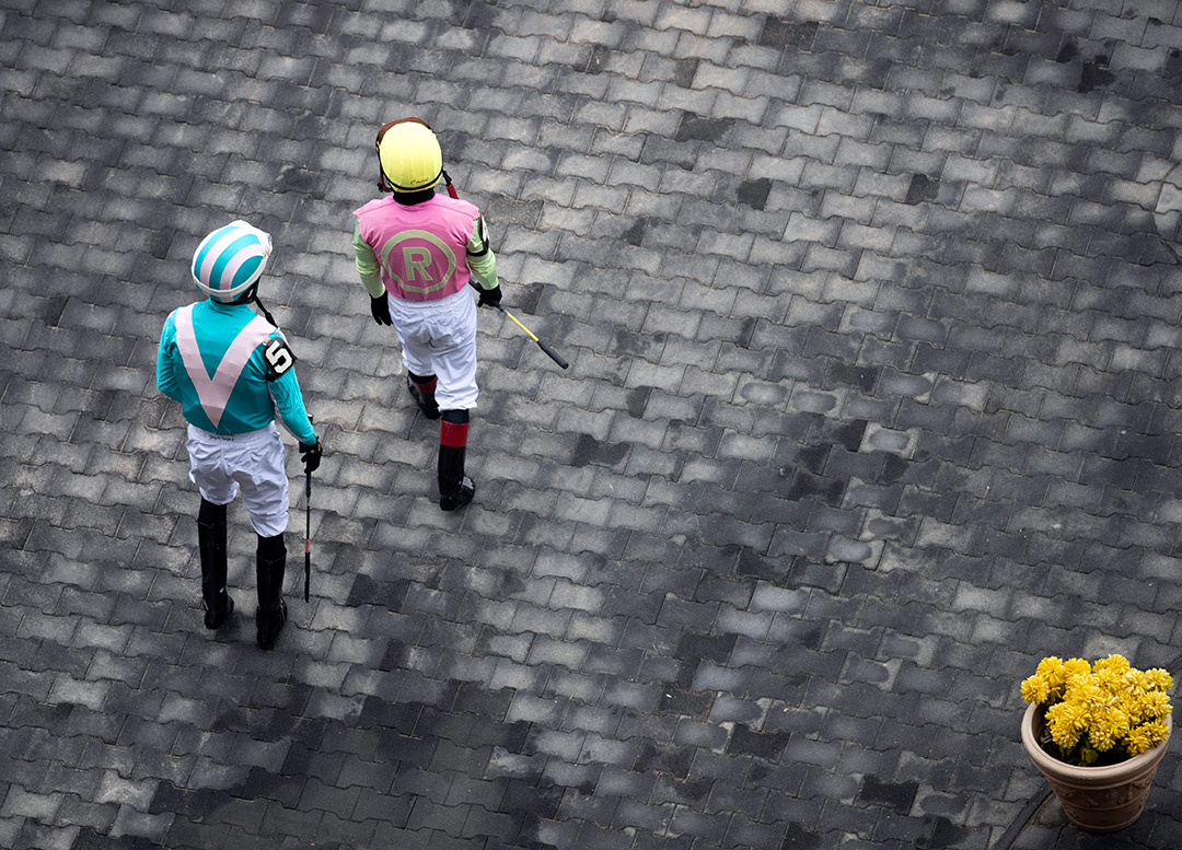 Jockeys at Aqueduct Racetrack