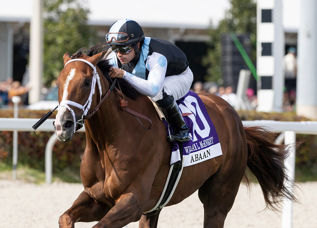 Abaan wins the 2022 W. L. McKnight Stakes at Gulfstream Park