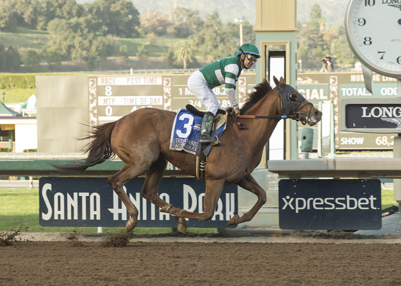 Accelerate wins the 2018 San Pasqual Stakes