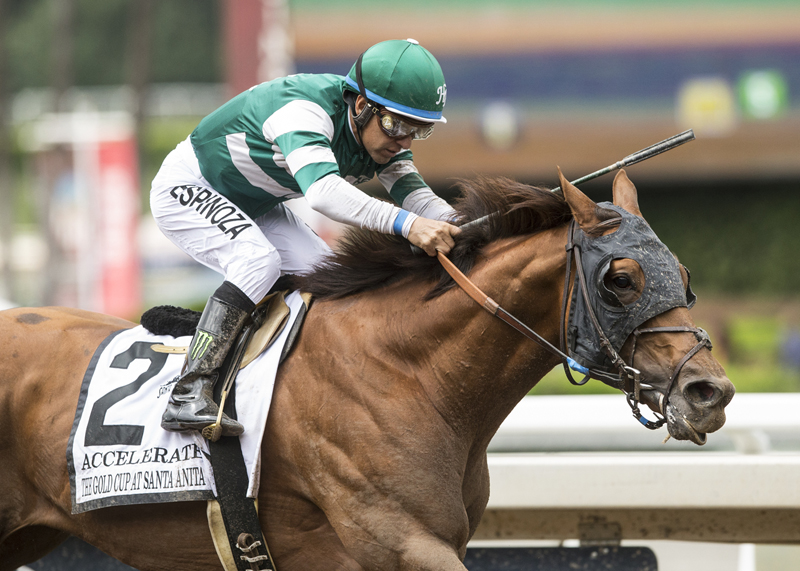 Accelerate wins the 2018 Santa Anita Gold Cup