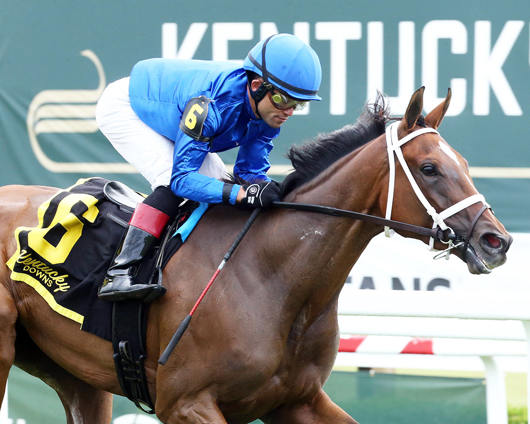 Adventuring wins the 2021 Dueling Grounds Oaks at Kentucky Downs
