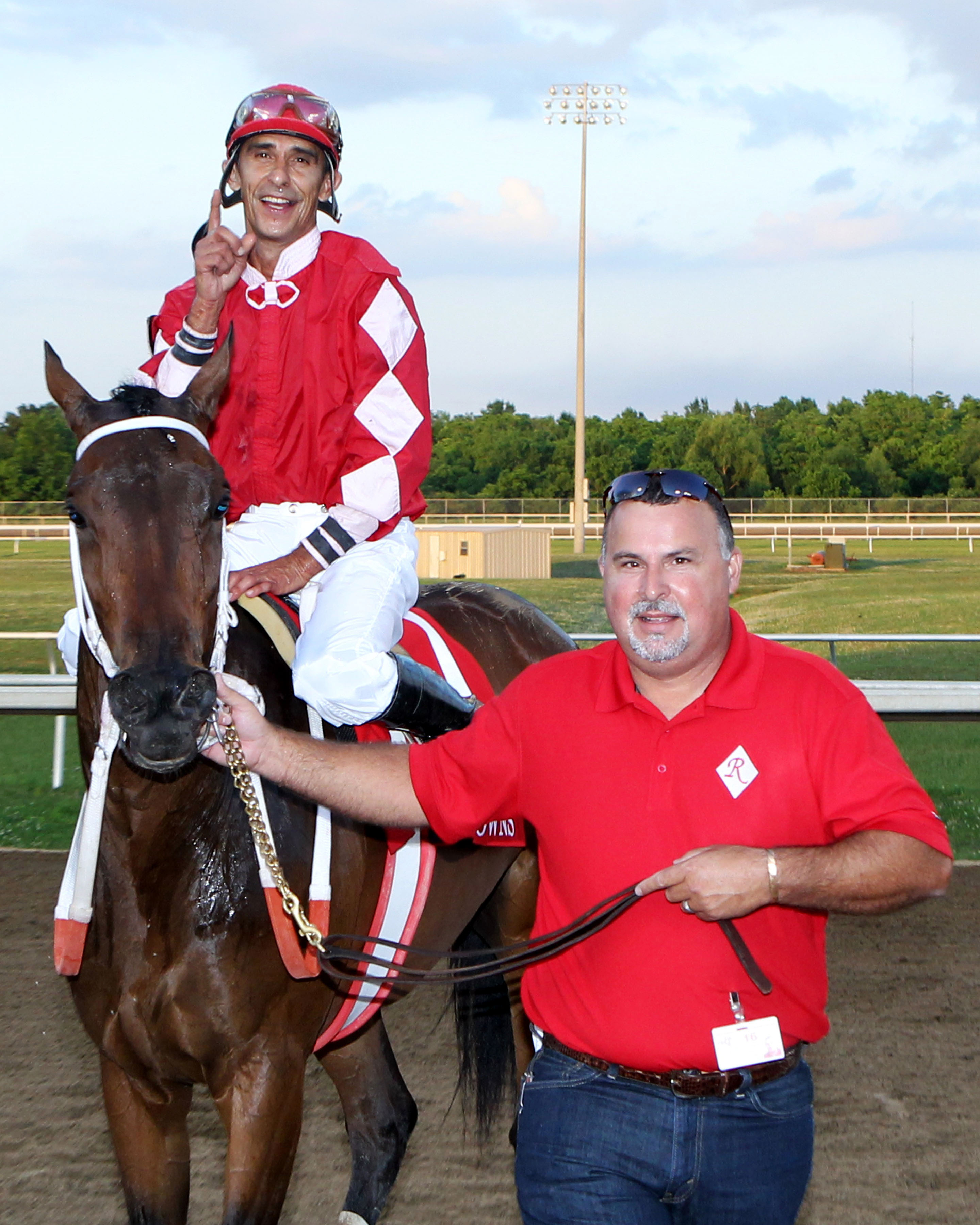Billy Patin wins the 2014 Louisiana Legends Soiree Stakes aboard All Woman