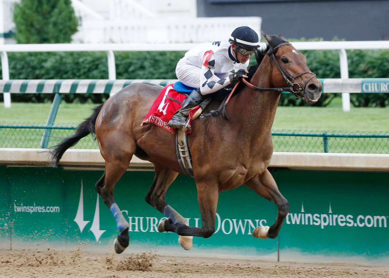Alsvid wins the 2015 Aristides Stakes