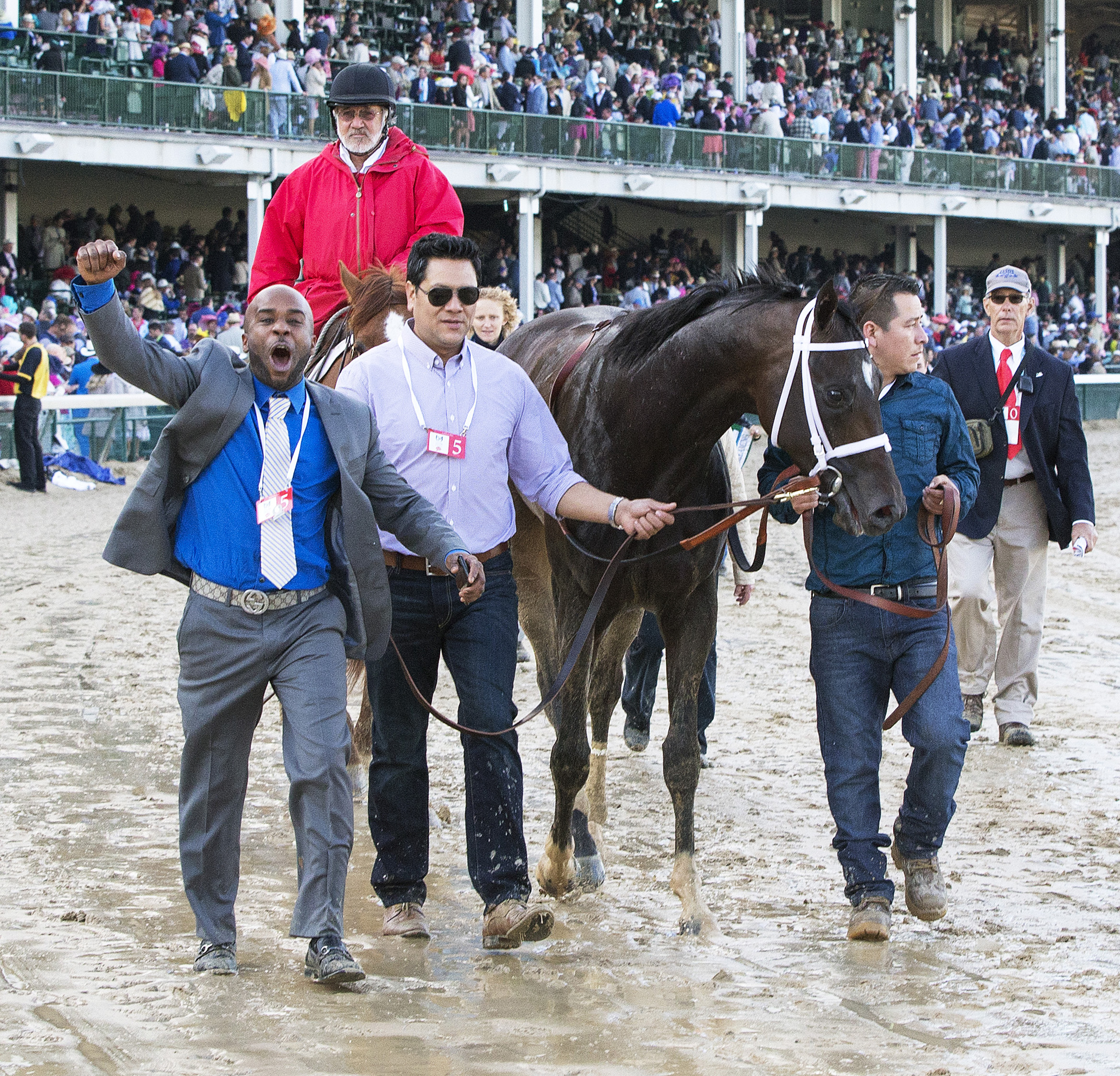 Nick Bush with Always Dreaming after the Kentucky Derby