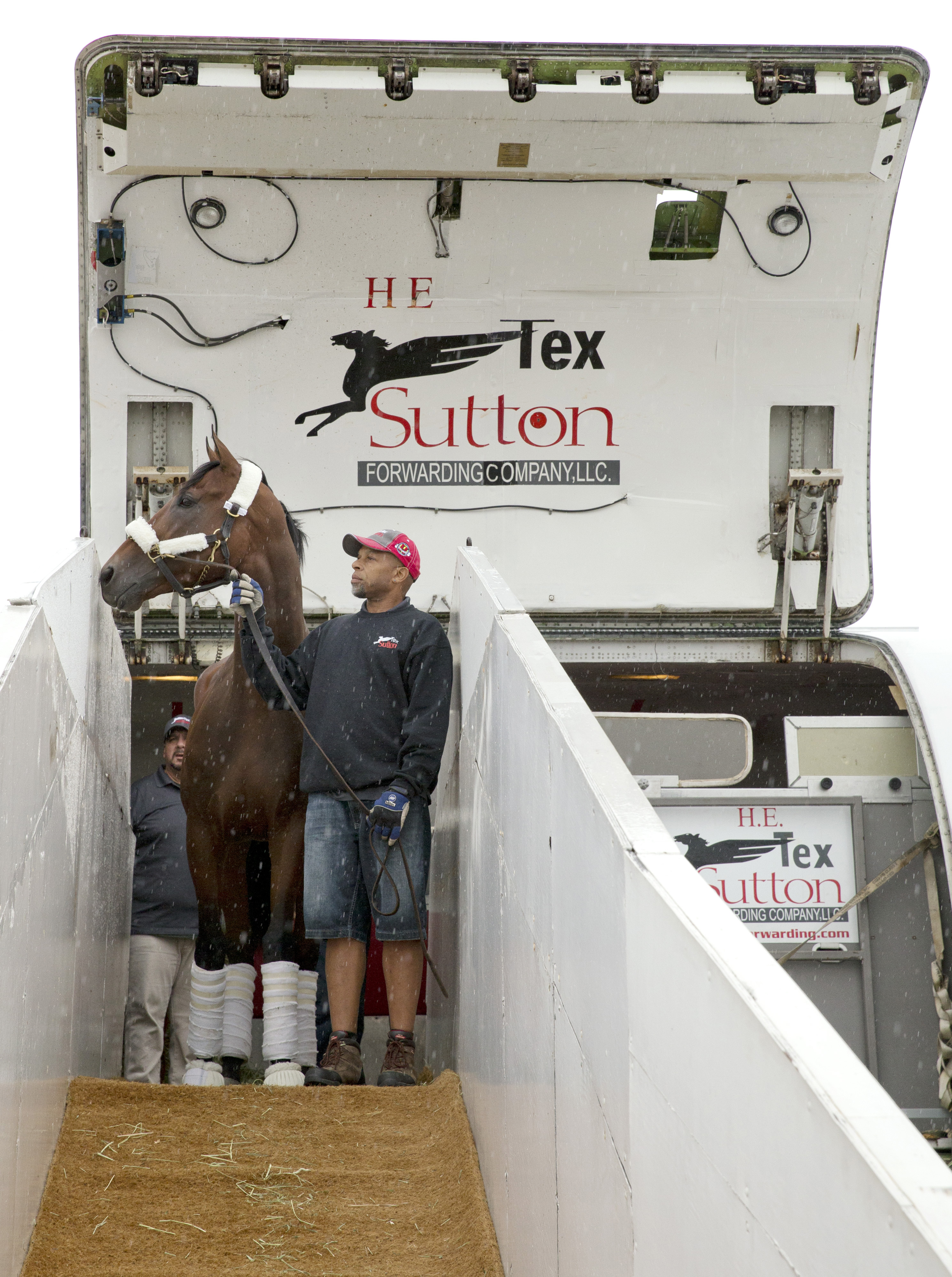 American Pharoah arrives with John Clay