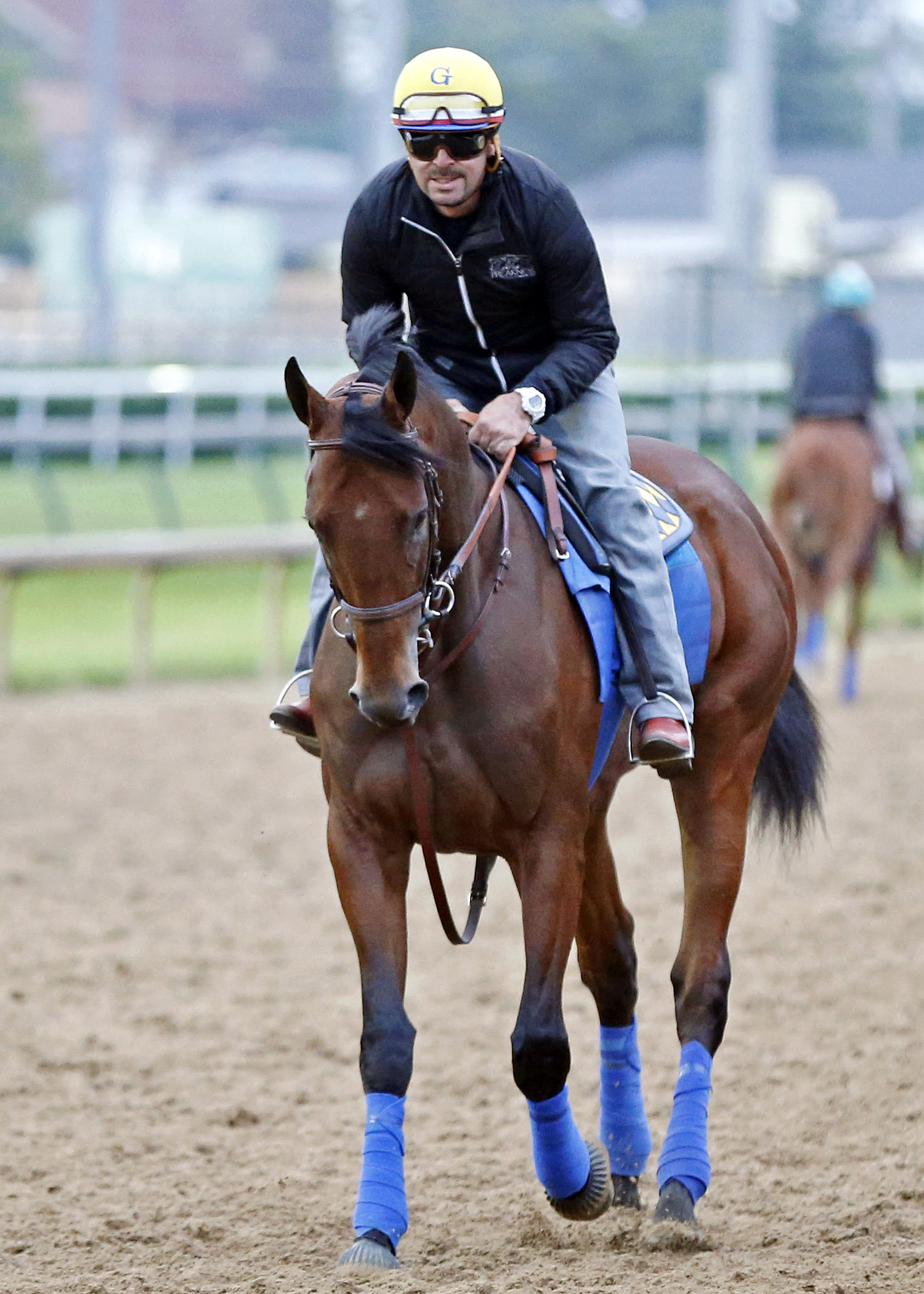 American Pharoah jogging at Churchill Downs May 21
