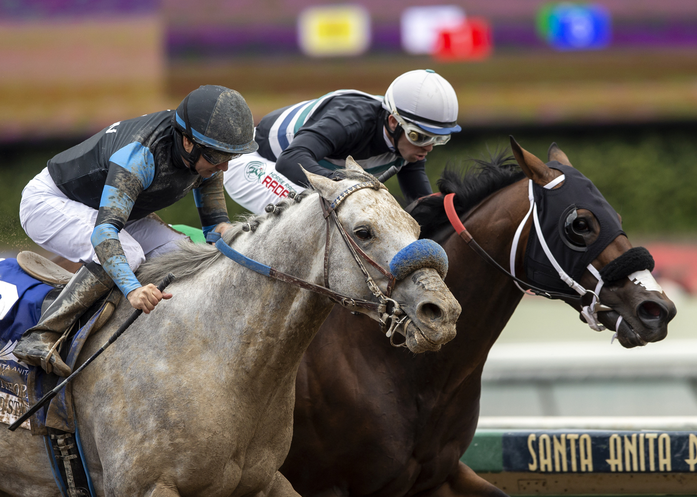 American Theorem (left) wins Triple Bend Stakes 5-29-2022