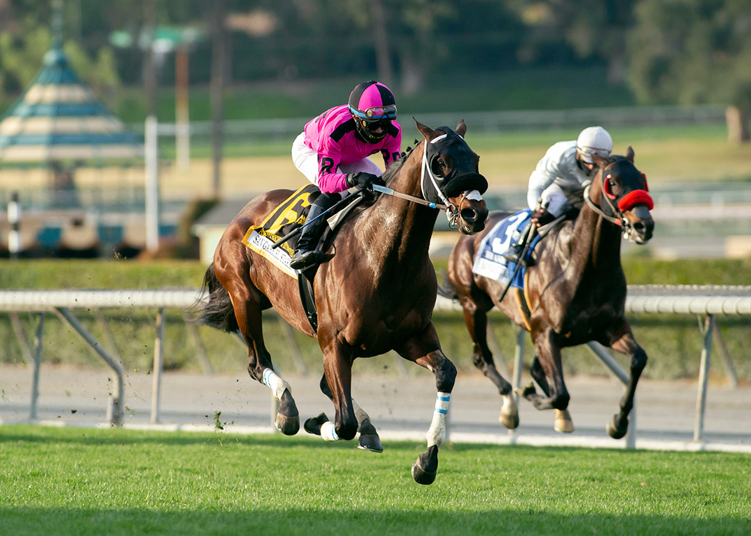 Anothertwistafate wins the 2021 San Gabriel Stakes at Santa Anita