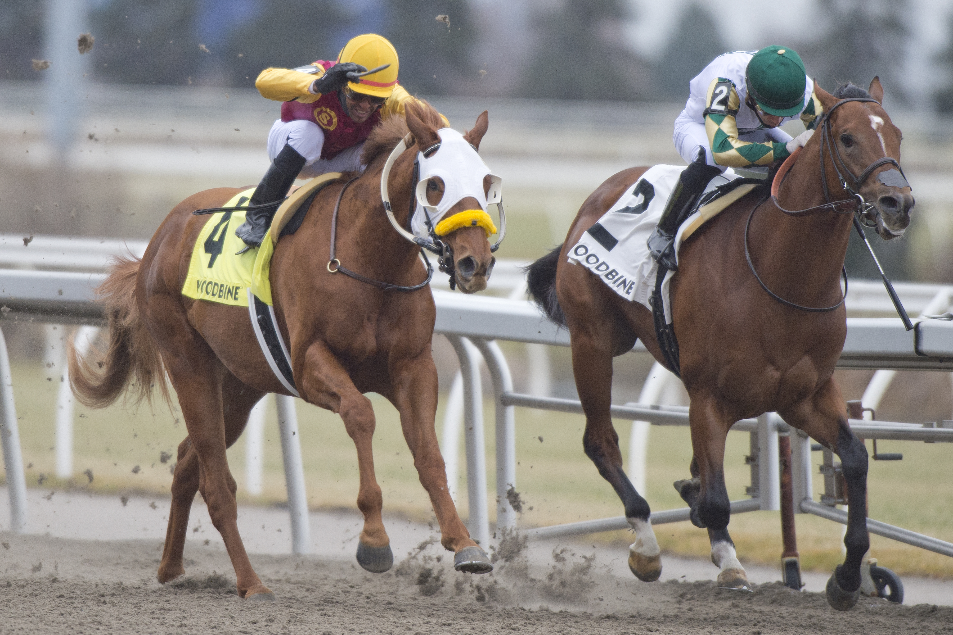 Armstrong (right) comes back on to beat Poulin in O T in Clarendon at Woodbine Dec 9 2022