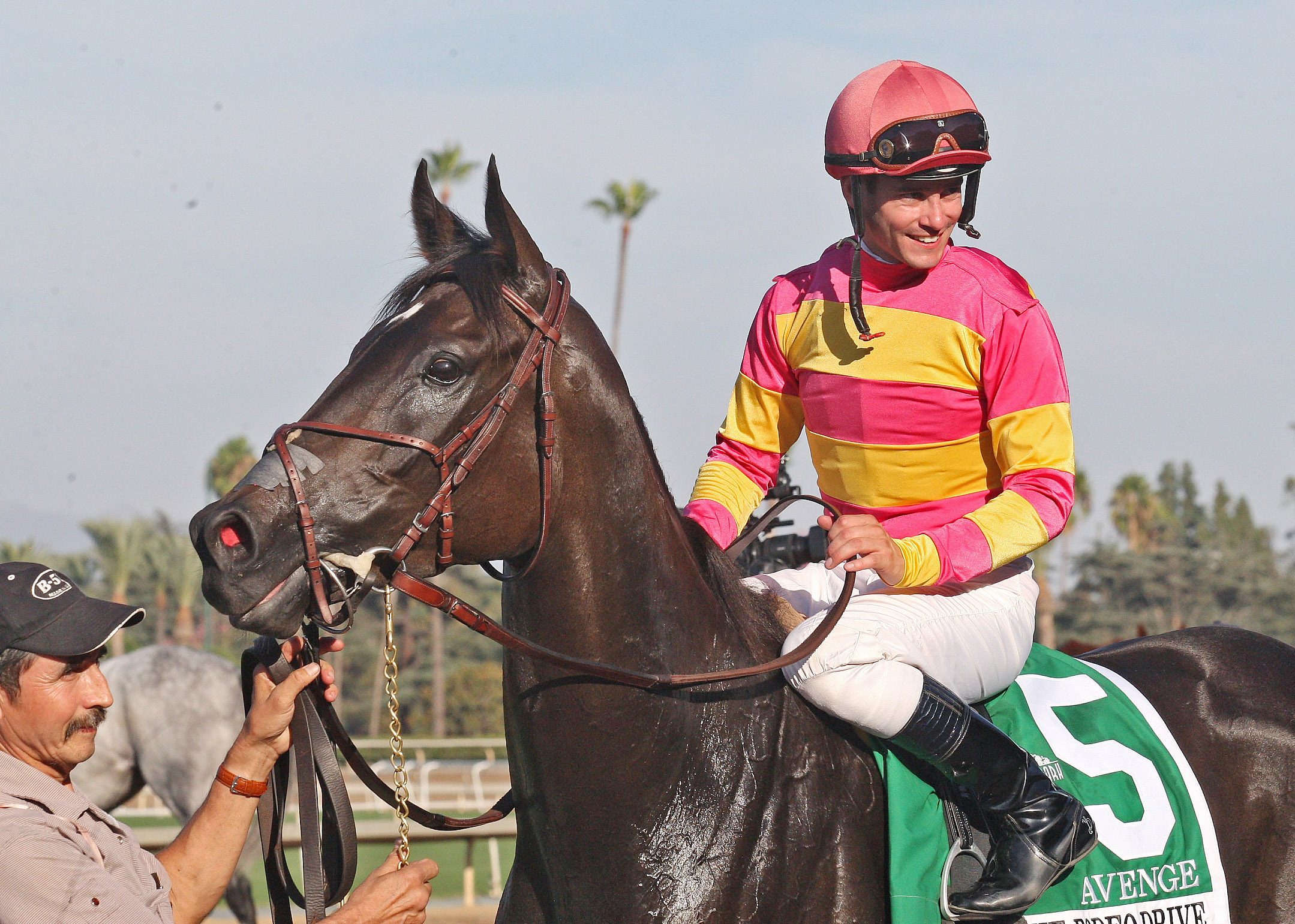Flavien Prat aboard Avenge at the 2017 Rodeo Drive Stakes