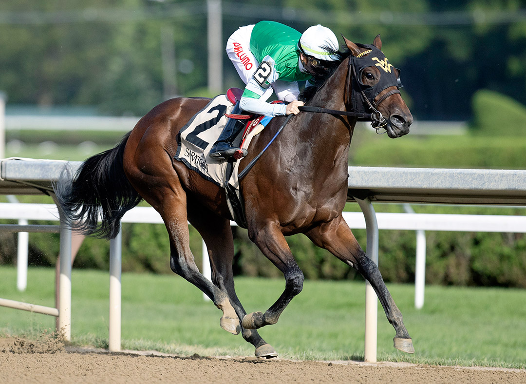 Averly Jane wins the 2021 Skidmore Stakes at Saratoga Race Course