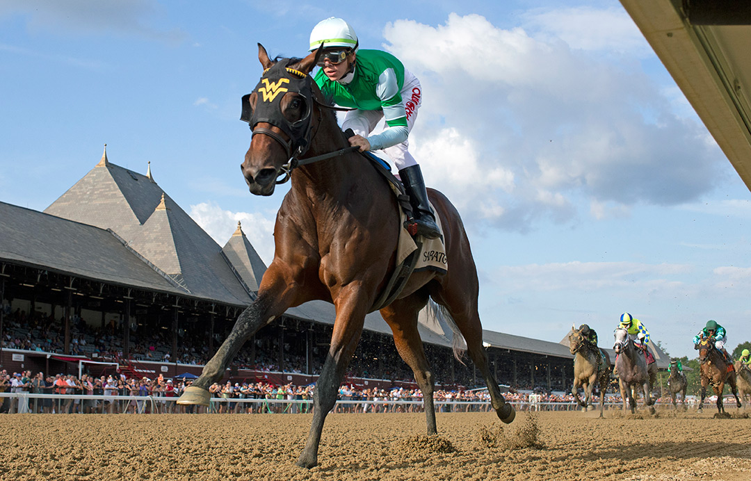 Averly Jane wins the 2021 Skidmore Stakes at Saratoga Race Course