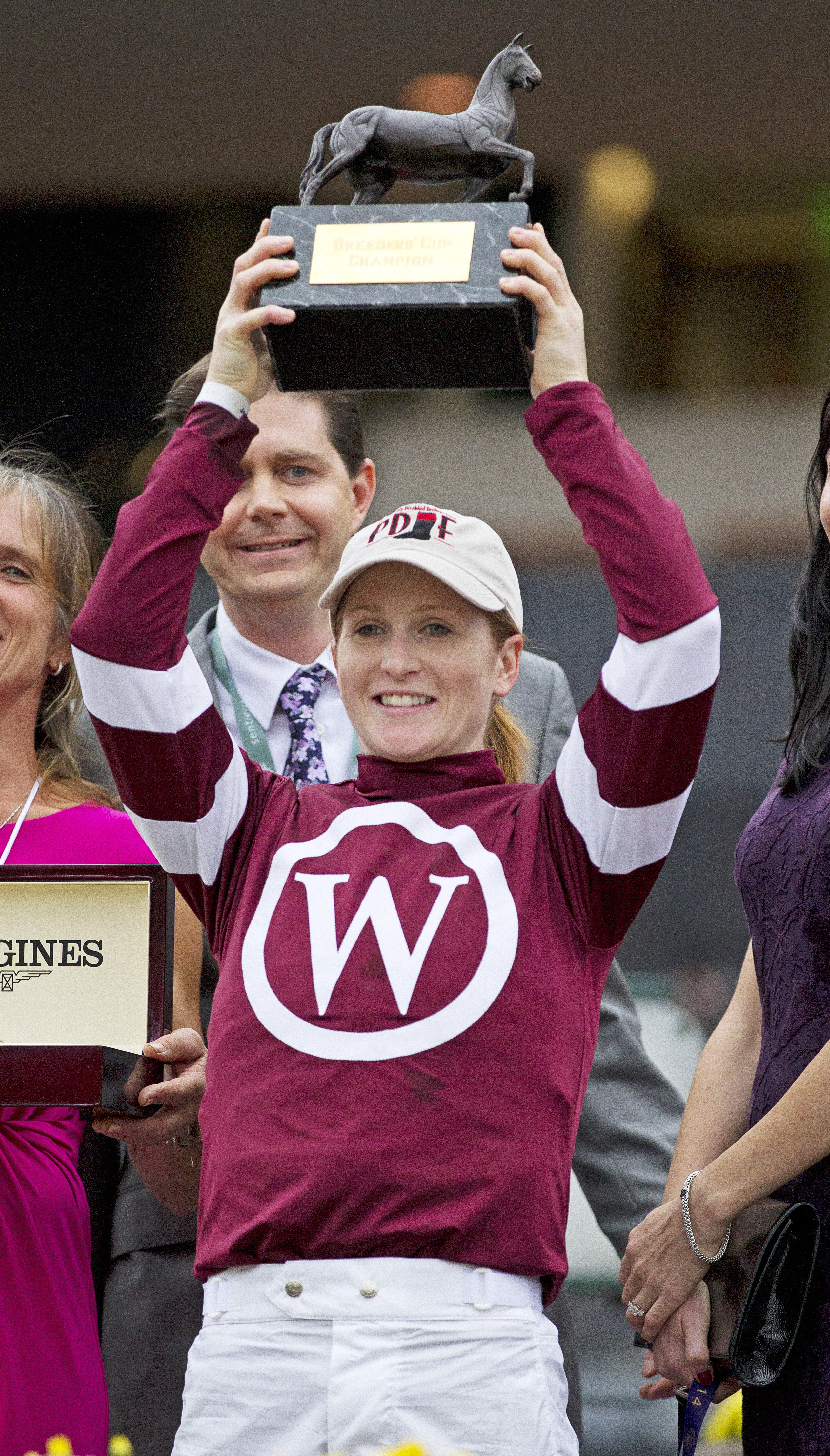 Rosie Napravnik in the Breeders' Cup winner's circle