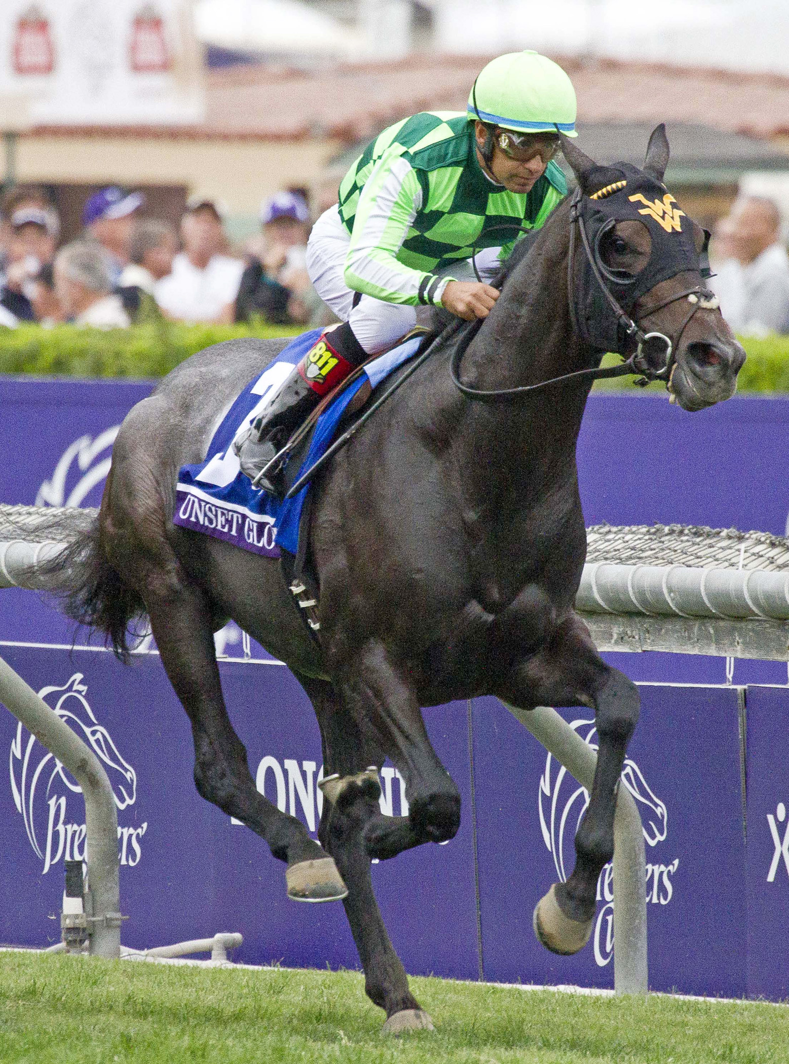Sunset Glow finishes second in the Breeders' Cup Juvenile Fillies Turf