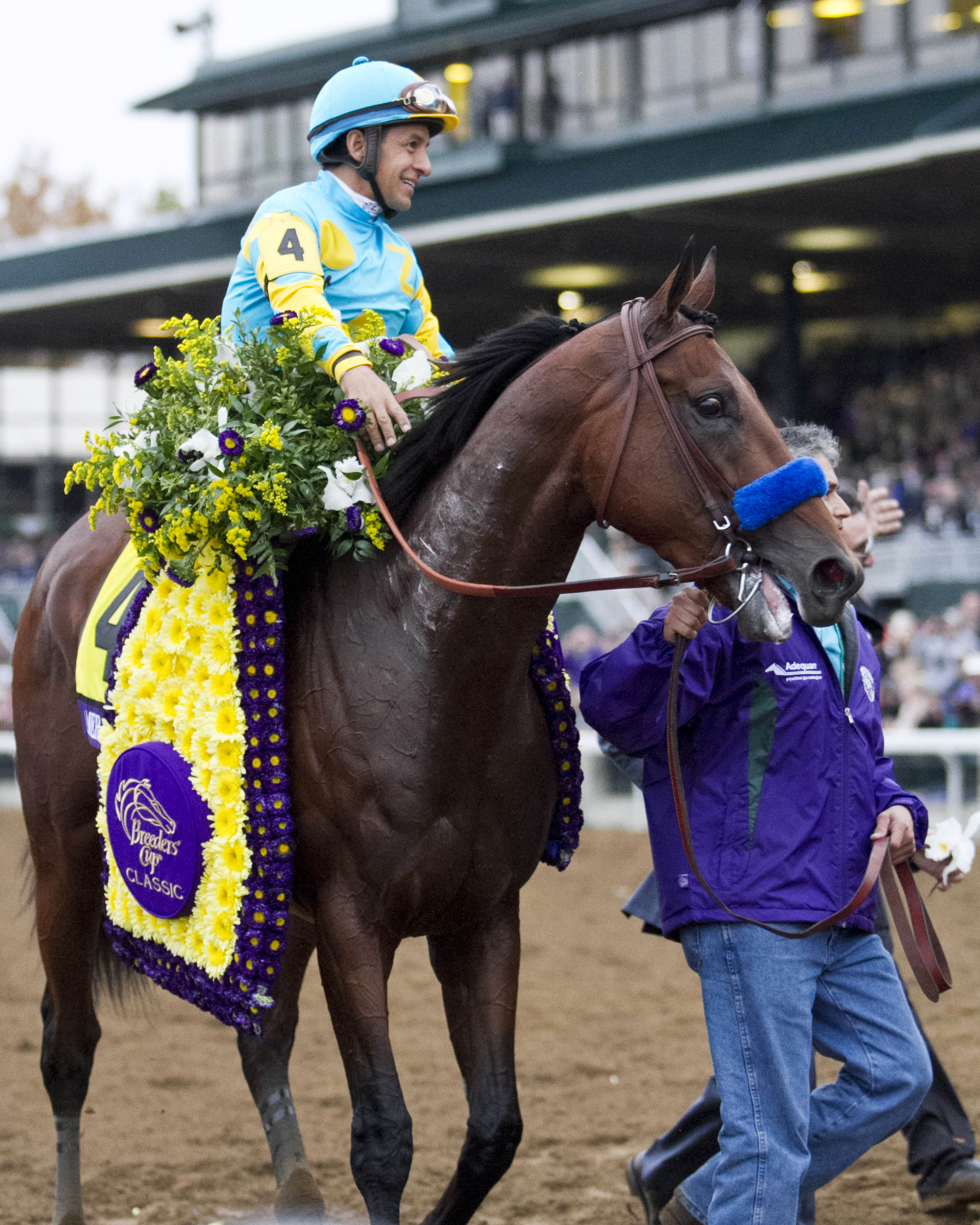 Victor Espinoza with American Pharoah BC Classic