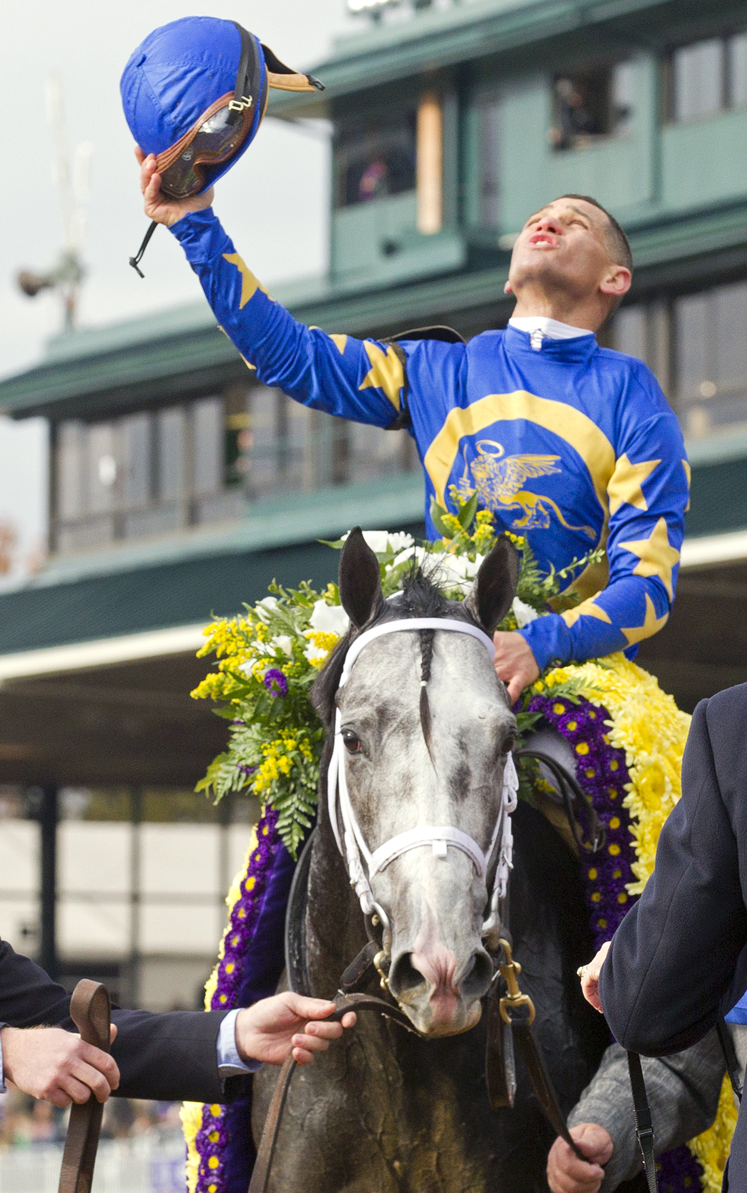 Javier Castellano after winning the Breeders' Cup Dirt Mile aboard Liam's Map