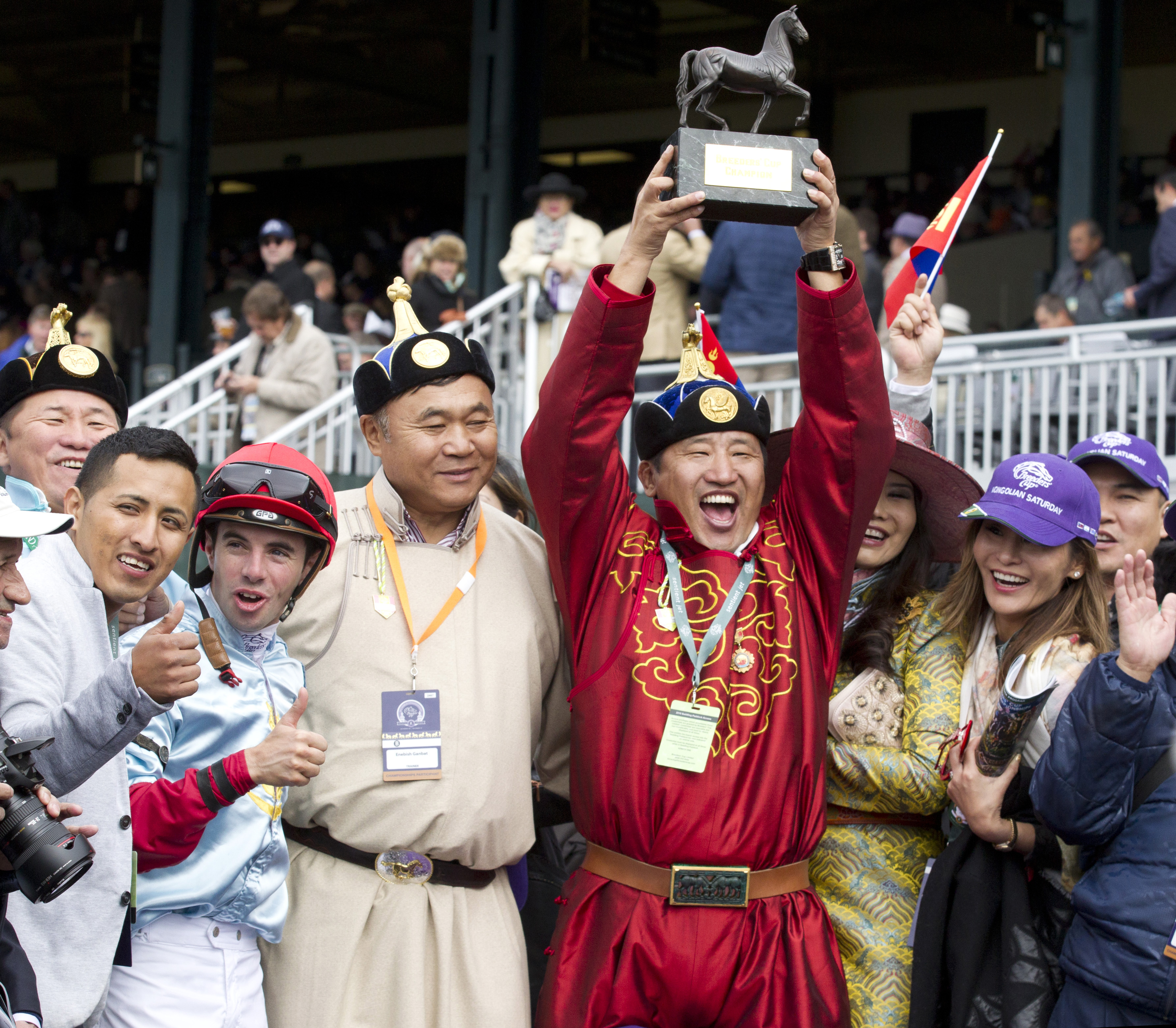 Trainer Ganbat after 2015 Breeders' Cup win