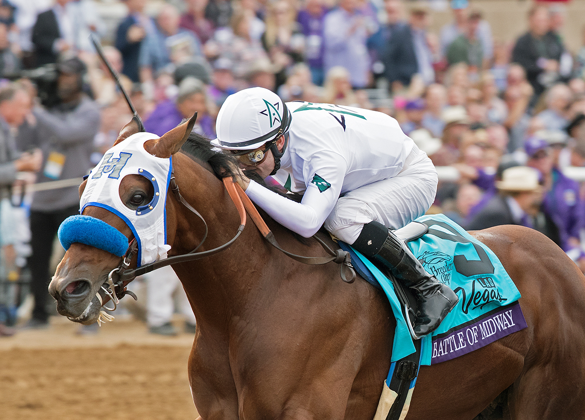 Battle of Midway wins the 2017 Breeders Cup Dirt Mile