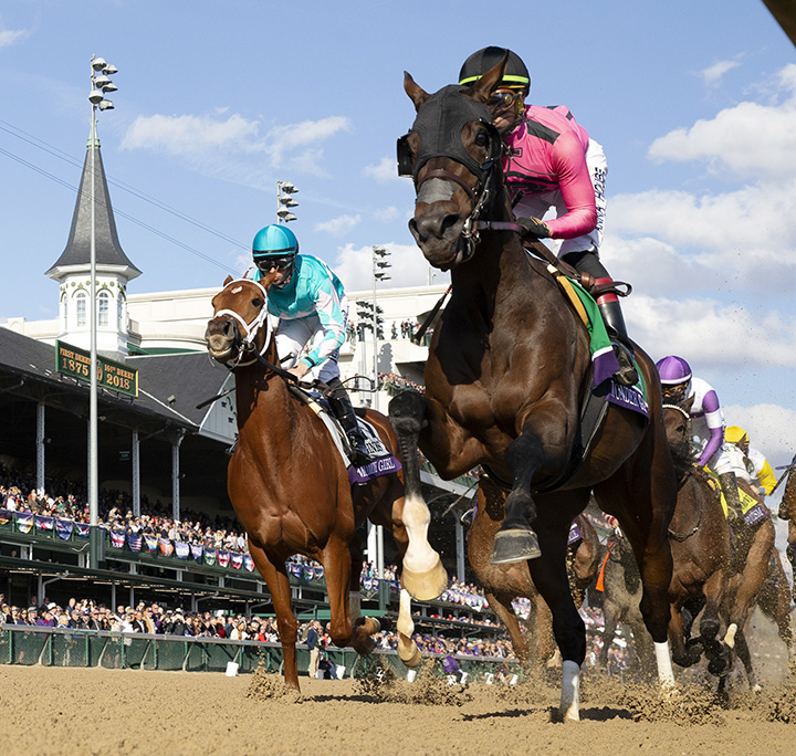 Wonder Gadot leads early in the Breeders Cup Distaff