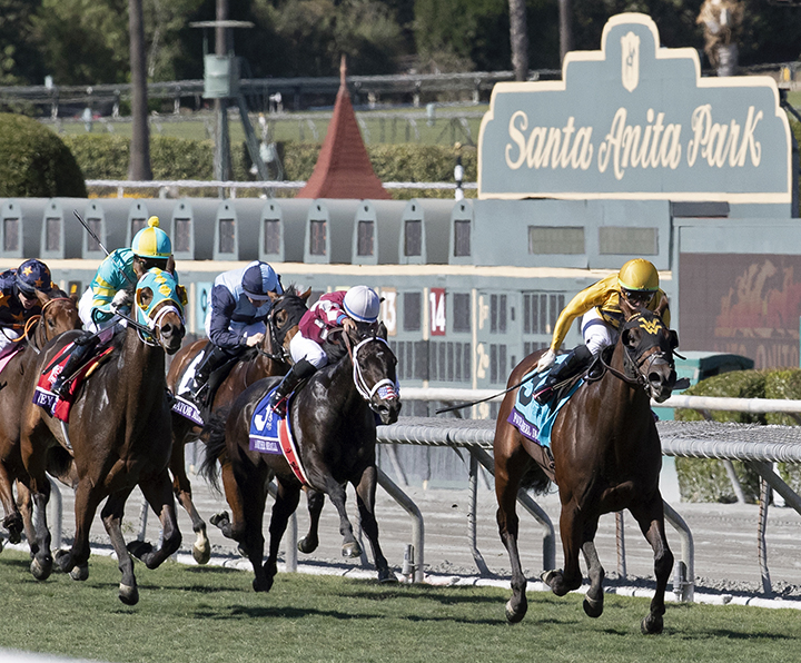 Four Wheel Drive wins the 2019 Breeders Cup Juvenile Turf Sprint at Santa Anita