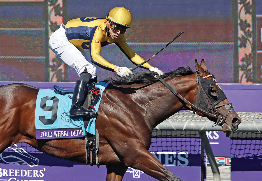 Four Wheel Drive wins the 2019 Breeders Cup Juvenile Turf Sprint at Santa Anita