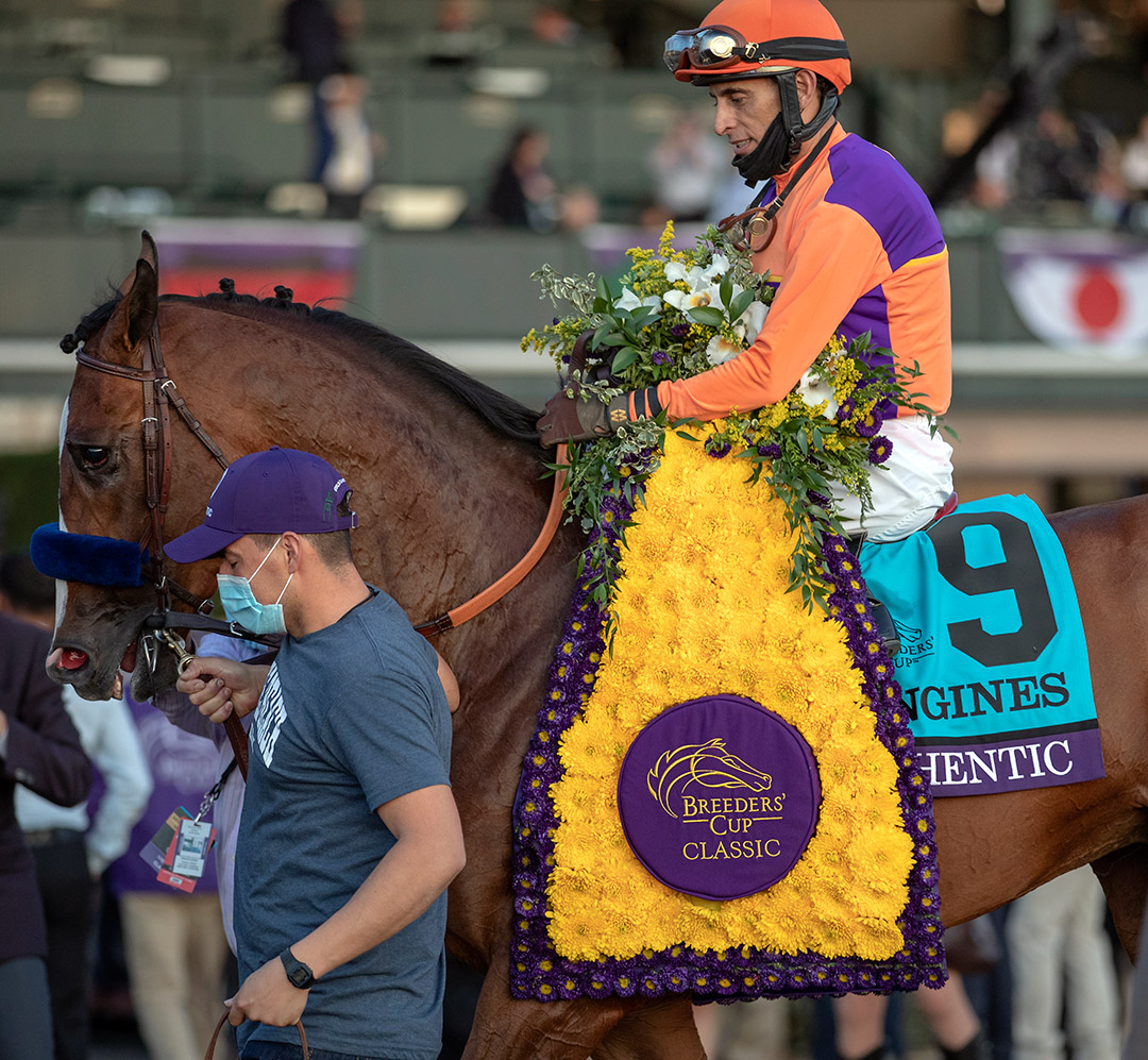 John Velazquez and Authentic after the Breeders' Cup Classic at Keeneland