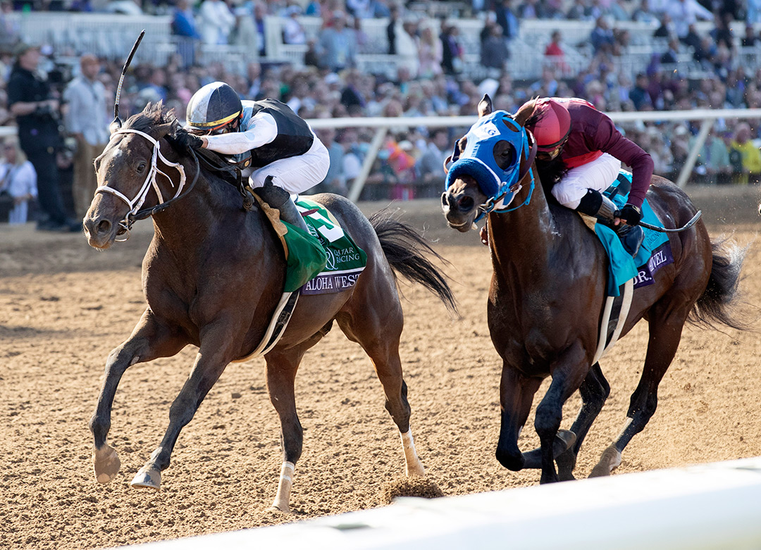 Dr. Schivel (right) finishes second in the Breeders' Cup Sprint at Del Mar