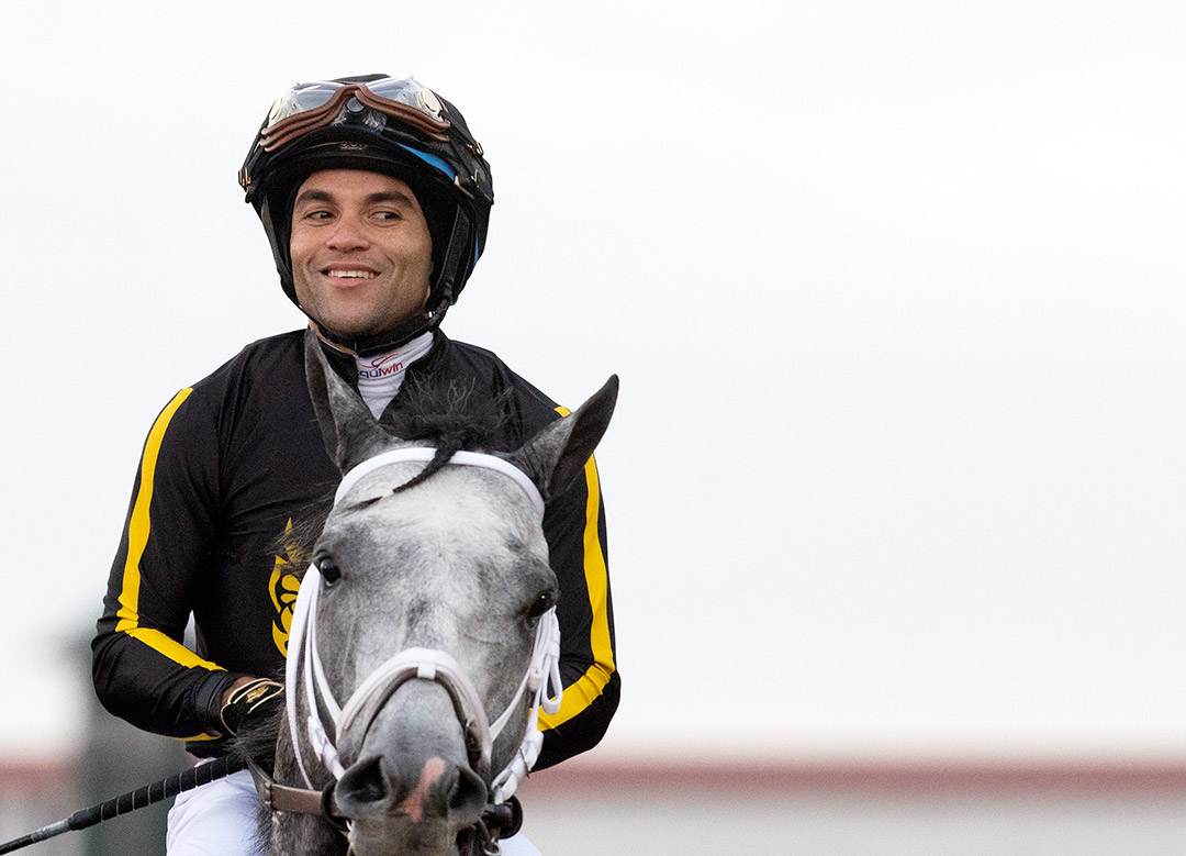 Jockey Joel Rosario aboard Knicks Go at the 2021 Breeders' Cup Classic