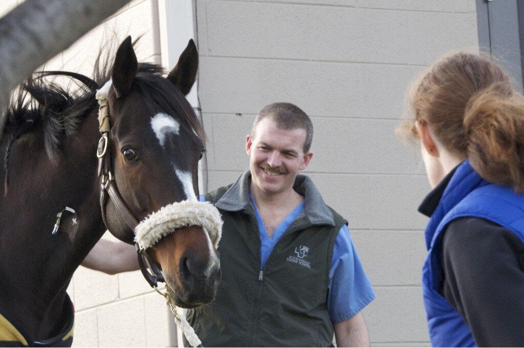 Rachel Alexandra with vets