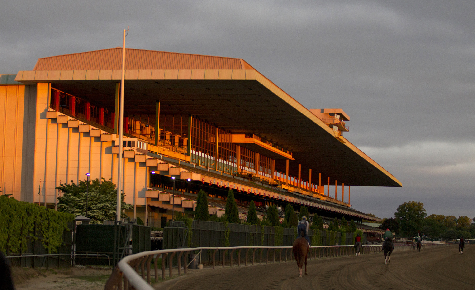 Belmont grandstand at dawn