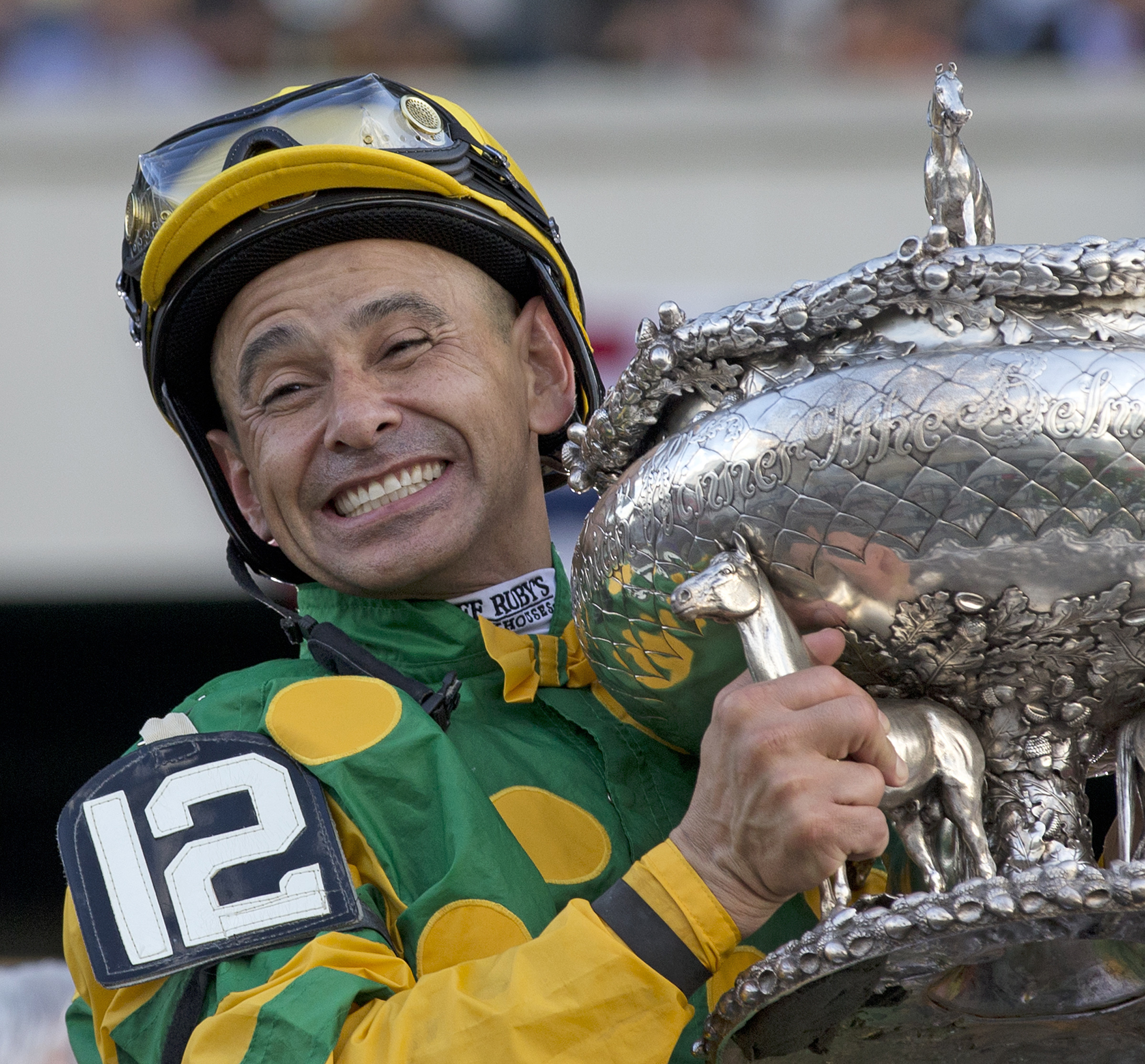Mike Smith smiles after winning the 2013 Belmont Stakes