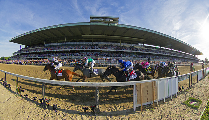 Belmont Park dirt race - fisheye