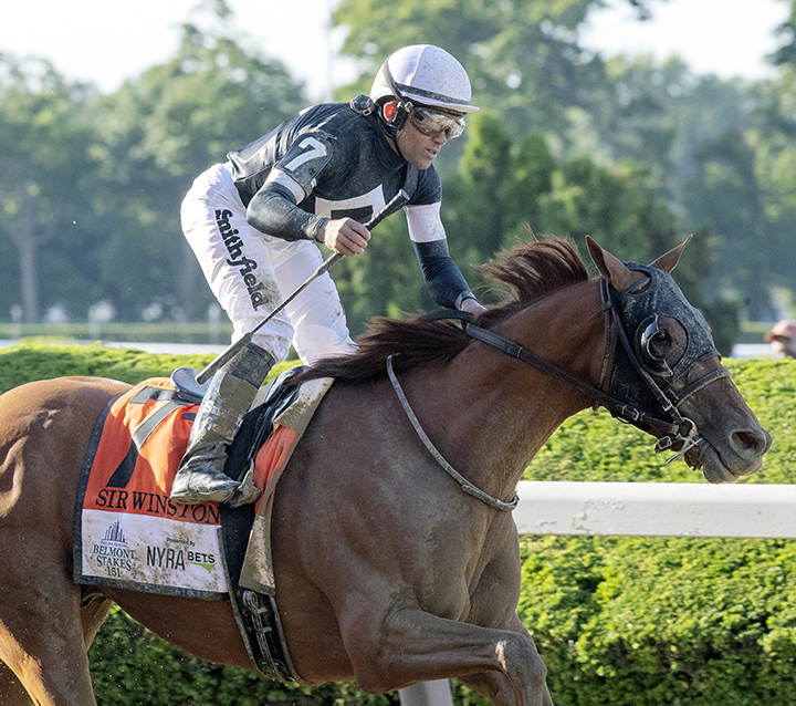 Sir Winston wins the 2019 Belmont Stakes at Belmont Park