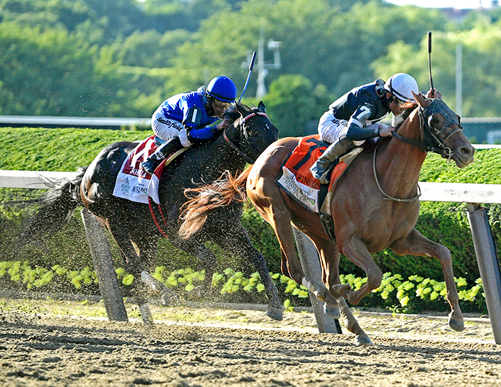 Sir Winston wins the 2019 Belmont Stakes at Belmont Park