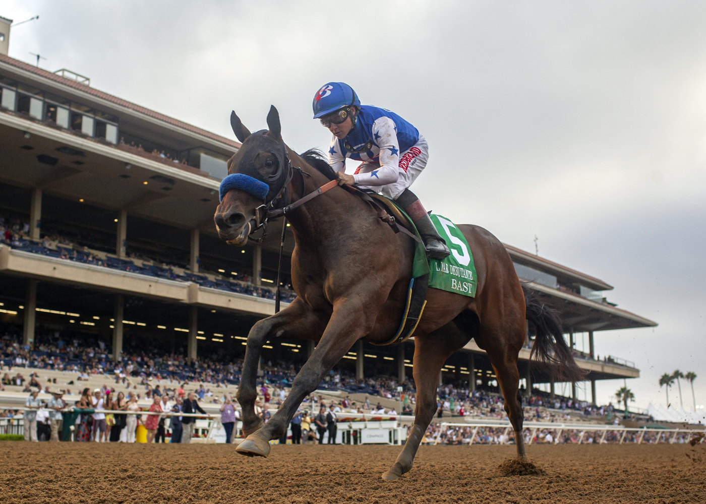 Bast pulls away in the Del Mar Debutante. 8-31-2019.Benoit