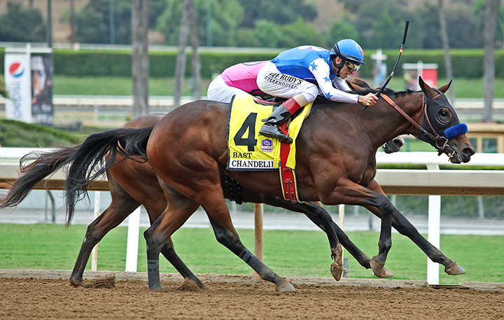 Bast wins the 2019 Chandelier Stakes at Santa Anita Park