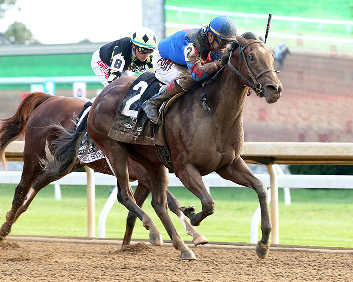 Bell-s the One wins the Raven Run Stakes at Keeneland Racecourse