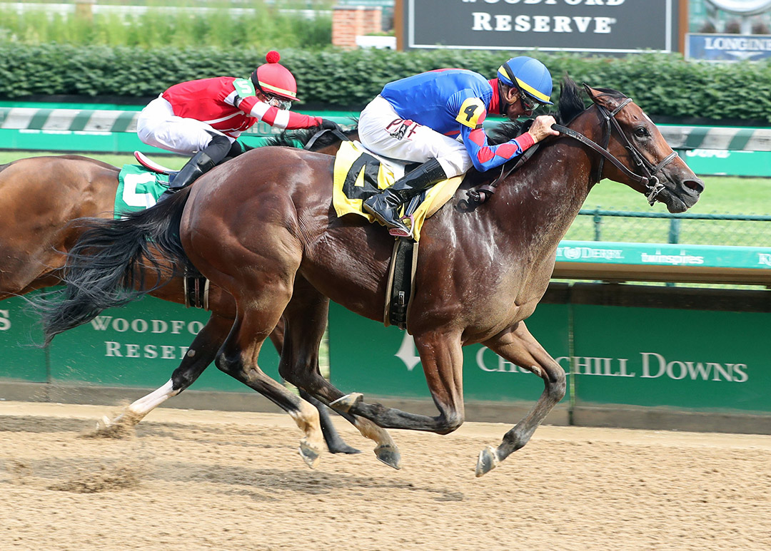 Bell's the One wins the 2021 Roxelana Overnight Stakes at Churchill Downs