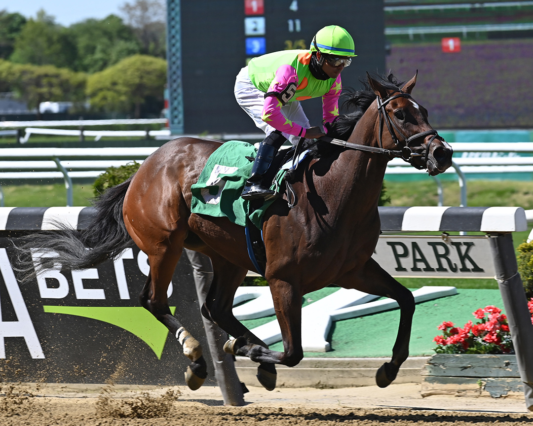 Bella Sofia wins a May 6 maiden race at Belmont Park