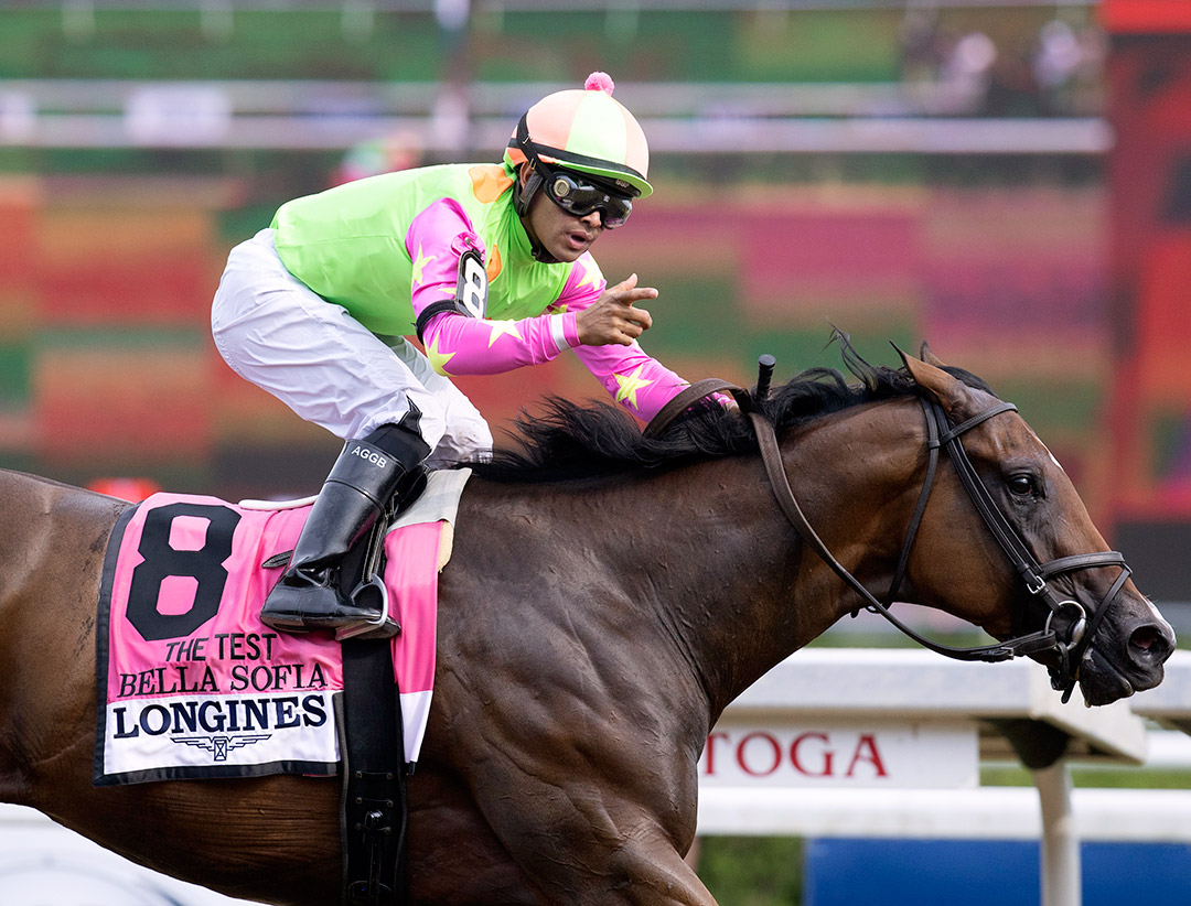 Bella Sofia wins the 2021 Test Stakes at Saratoga Race Course