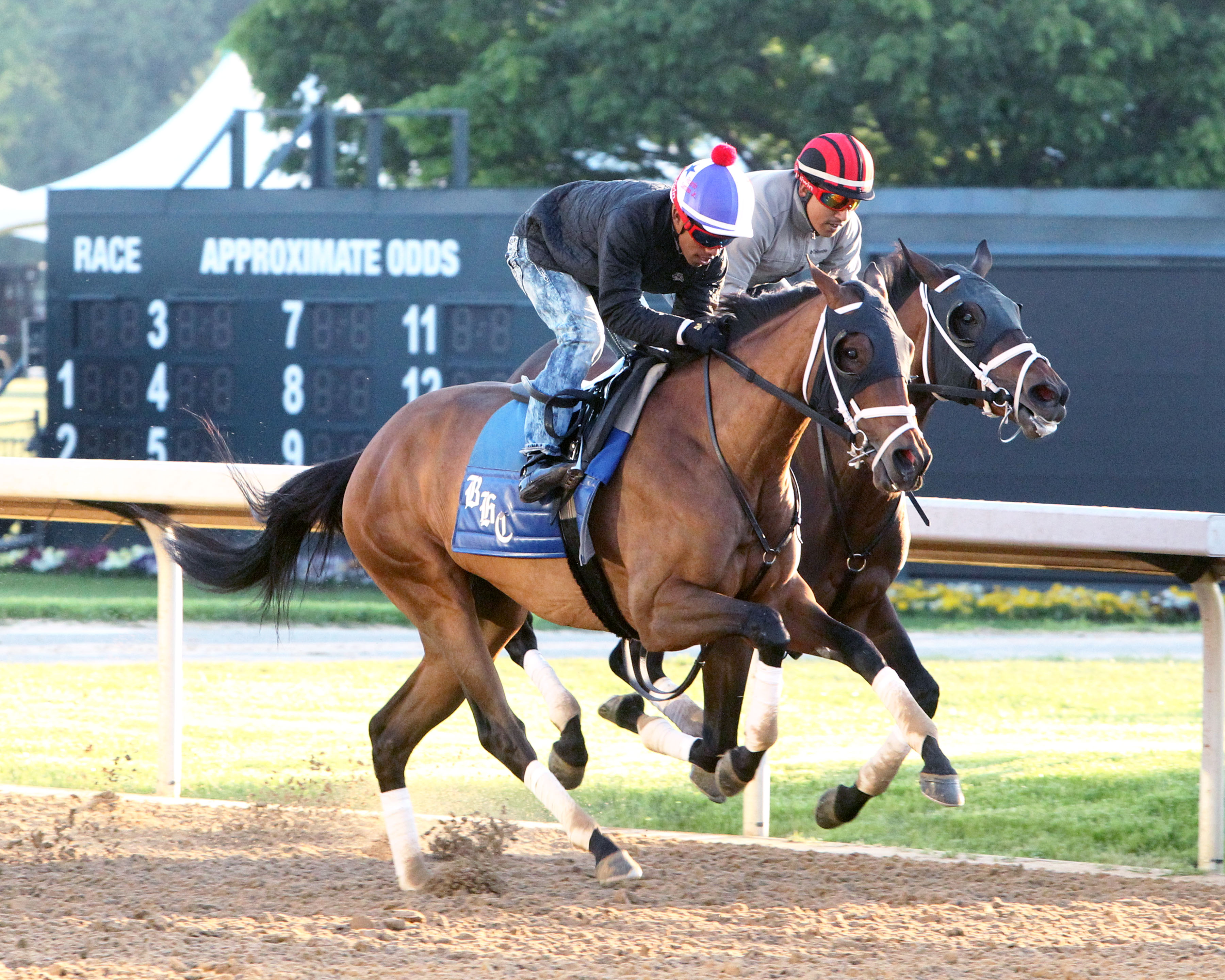 Benner Island trains at Oaklawn Park on April 8