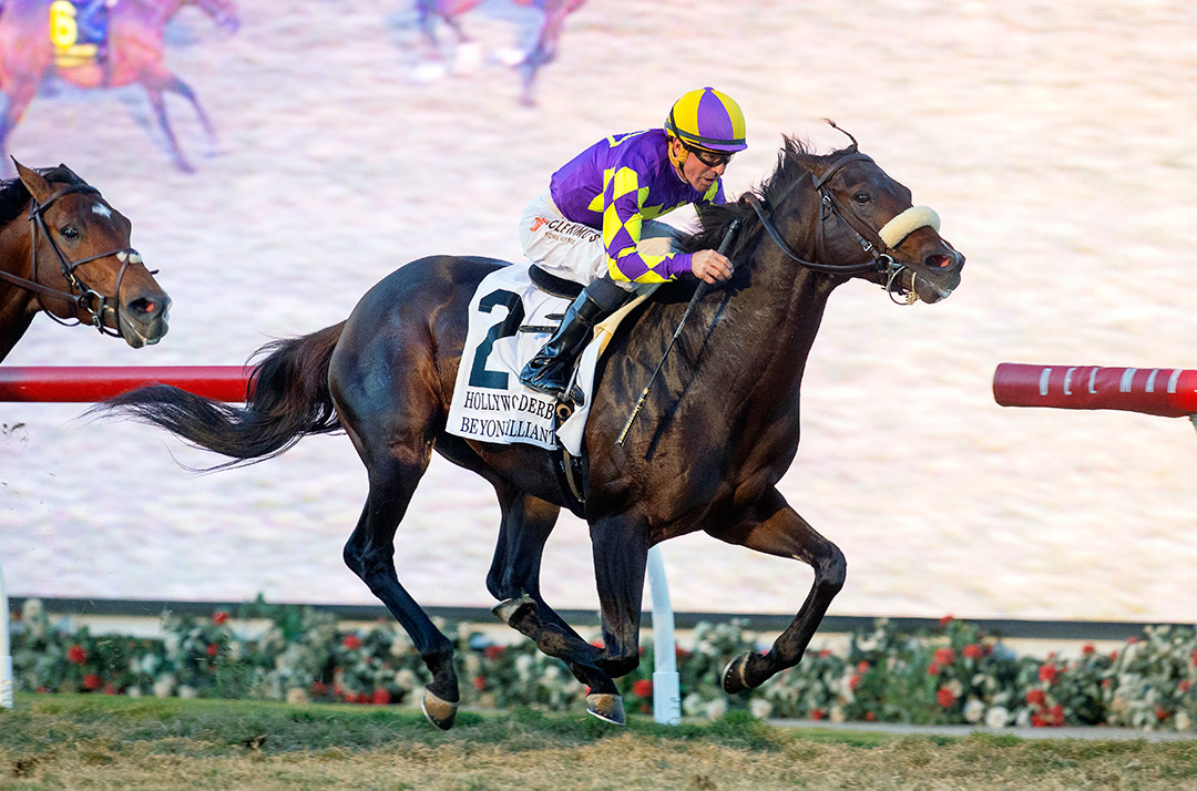 Beyond Brilliant wins the 2021 Hollywood Derby at Del Mar